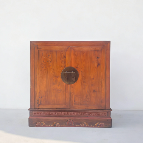 Antique Square Corner Elm Storage Cabinet
