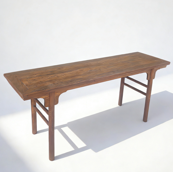 62" Long Antique Brown Console Table