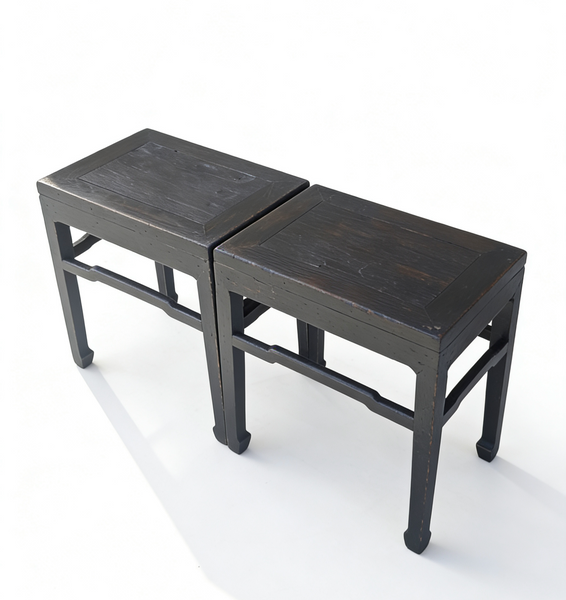Pair of 19th Century Black Lacquered Side Tables