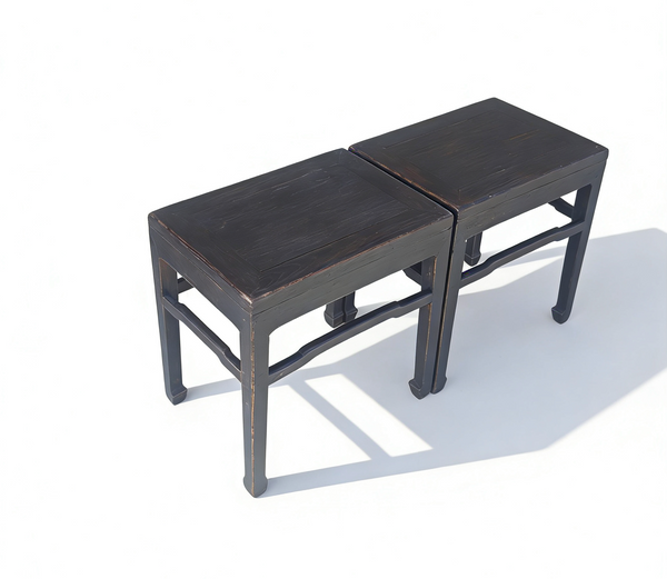 Pair of 19th Century Black Lacquered Side Tables