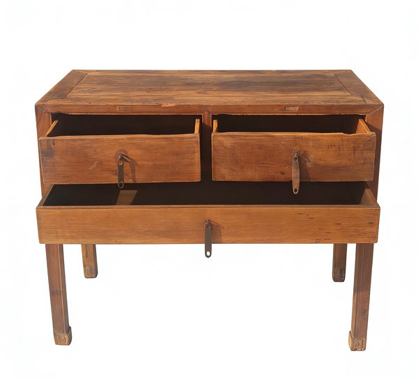 Antique Chinese Three-Drawer Side Table