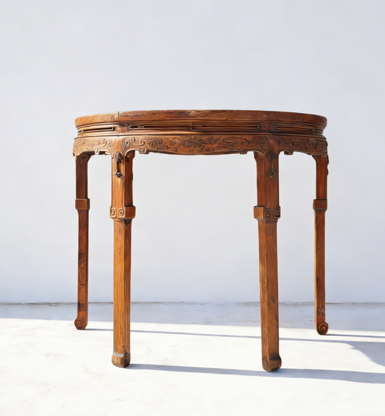 19th Century Carved Half-Moon Table