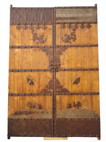 Antique Chinese Courtyard Doors with Iron Motifs