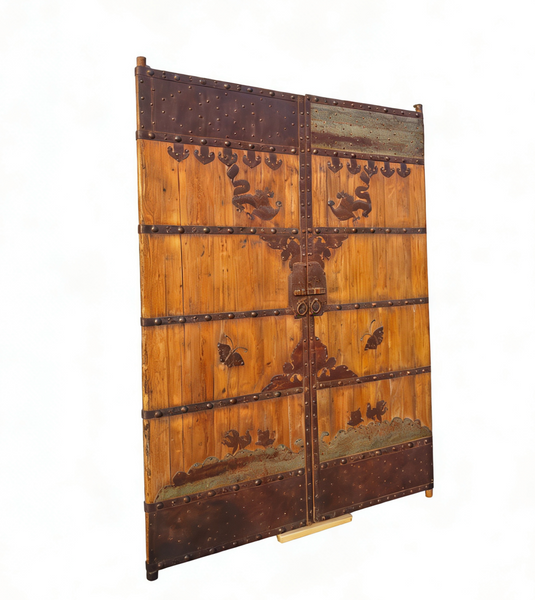 Antique Chinese Courtyard Doors with Iron Motifs