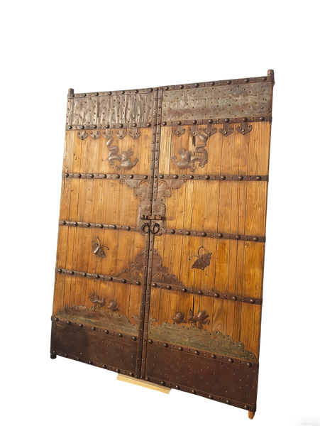 Antique Chinese Courtyard Doors with Iron Motifs