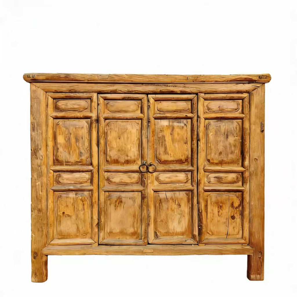 Ming-Style 4 Panel Elm Cabinet