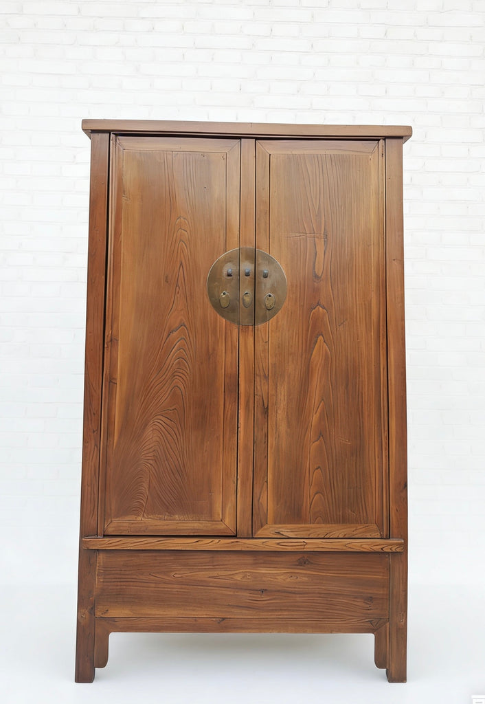 Antique Square-Corner Elm Armoire