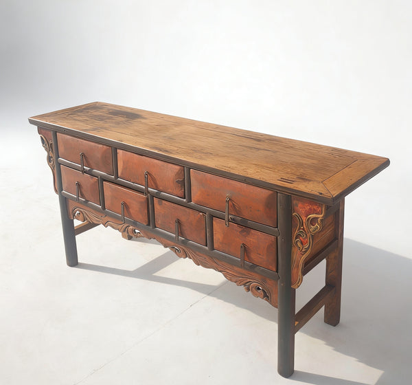 Antique Chinese 72" Long Apothecary Cabinet