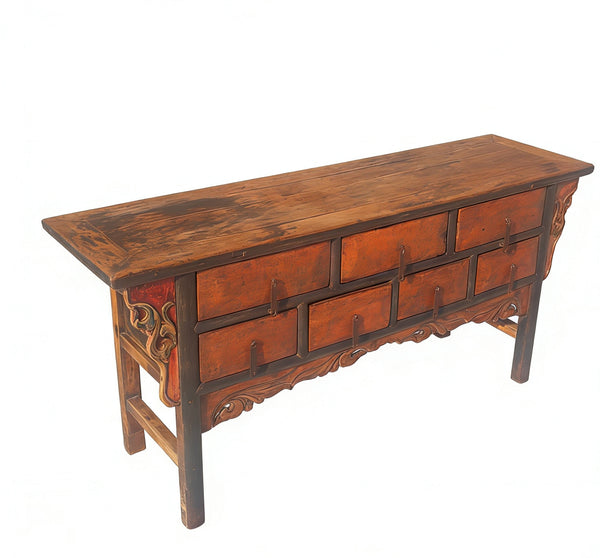 Antique Chinese 72" Long Apothecary Cabinet