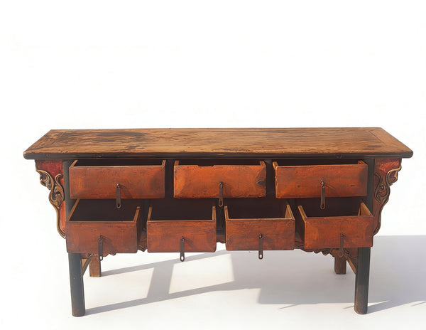 Antique Chinese 72" Long Apothecary Cabinet