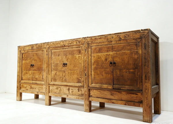 Aged Poplar 3 Door Cabinet