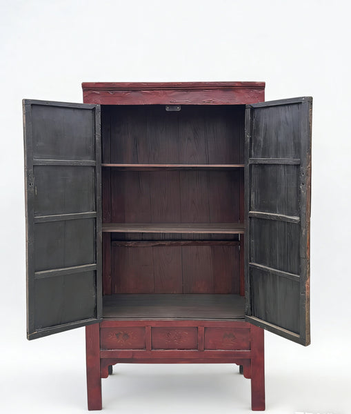 80" Inch High Chinoiserie-Style Red Elm Armoire