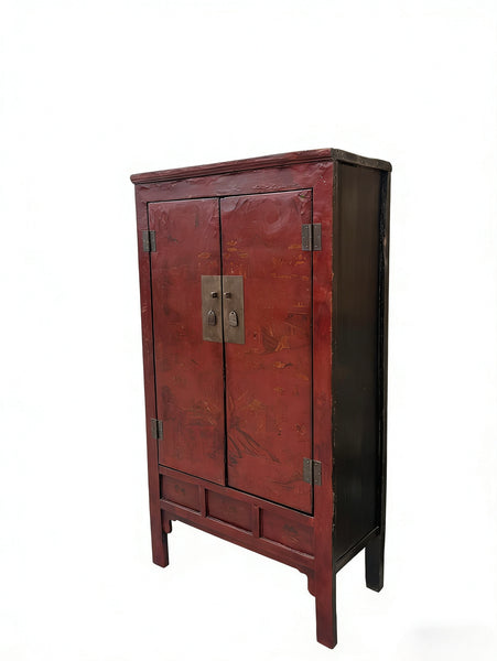 80" Inch High Chinoiserie-Style Red Elm Armoire
