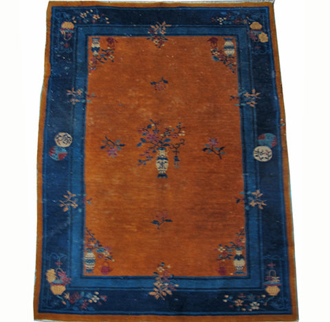 Early 20th Century Handmade Chinese Art Deco Rug, 6 ft 3 in x 4 ft 4 in