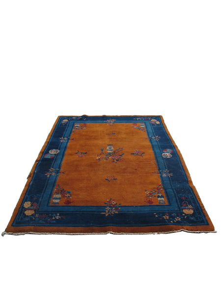 Early 20th Century Handmade Chinese Art Deco Rug, 6 ft 3 in x 4 ft 4 in