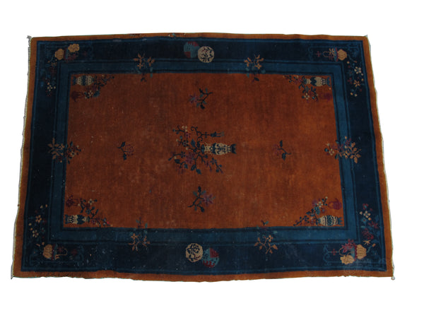 Early 20th Century Handmade Chinese Art Deco Rug, 6 ft 3 in x 4 ft 4 in