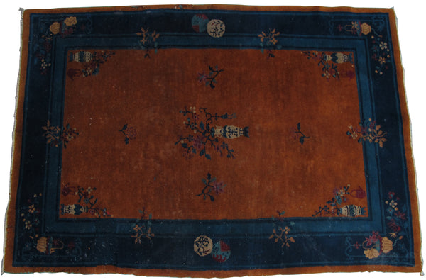 Early 20th Century Handmade Chinese Art Deco Rug, 6 ft 3 in x 4 ft 4 in