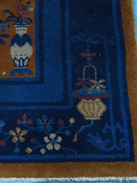 Early 20th Century Handmade Chinese Art Deco Rug, 6 ft 3 in x 4 ft 4 in