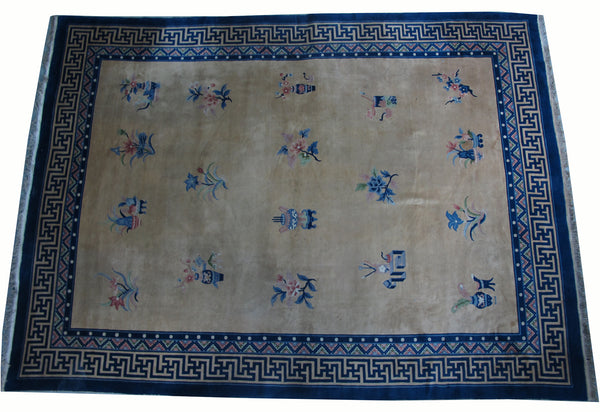 Vintage Chinese Art Deco Rugs: 12'5" x 9'2"