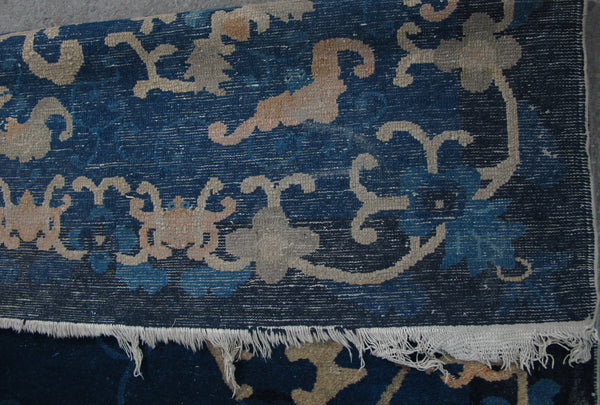 Blue Vintage Chinese Art Deco Rugs, 9 ft 8 in x 8 ft 3 in