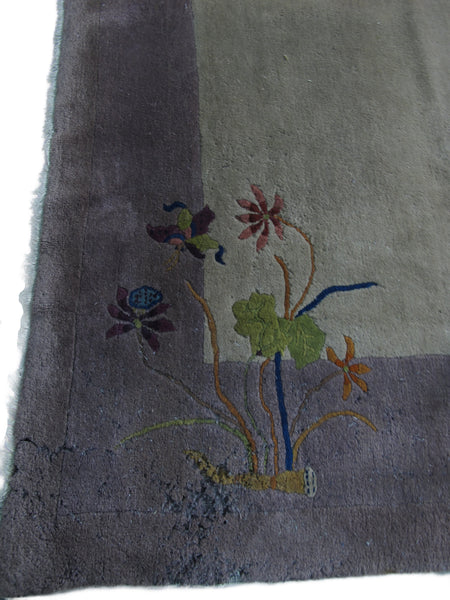 Antique Chinese Art Deco Rug: 11 ft 8 in" x 9 ft