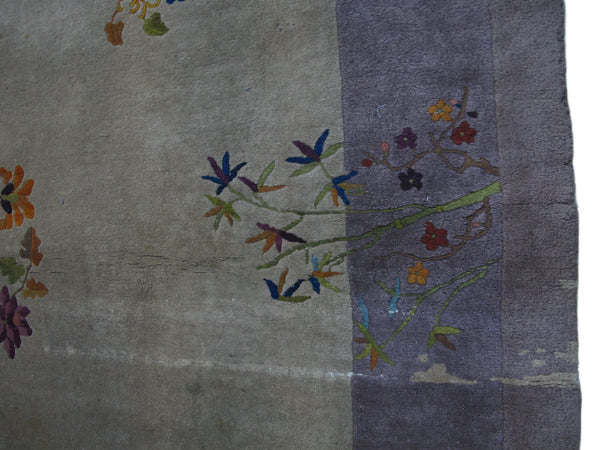 Antique Chinese Art Deco Rug: 11 ft 8 in" x 9 ft