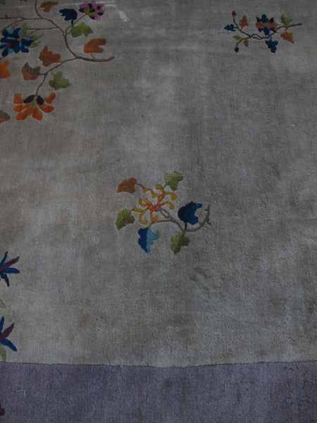Antique Chinese Art Deco Rug: 11 ft 8 in" x 9 ft