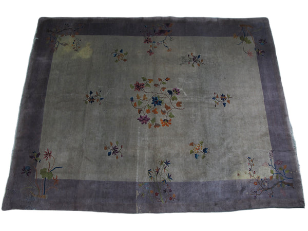Antique Chinese Art Deco Rug: 11 ft 8 in" x 9 ft