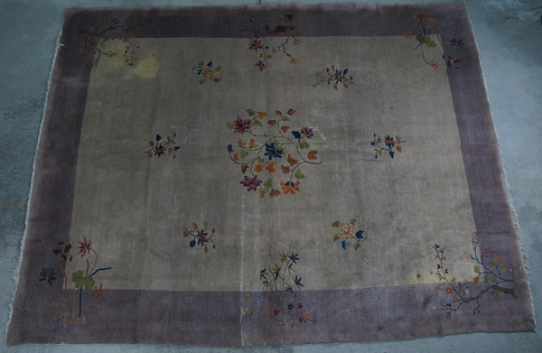 Antique Chinese Art Deco Rug: 11 ft 8 in" x 9 ft