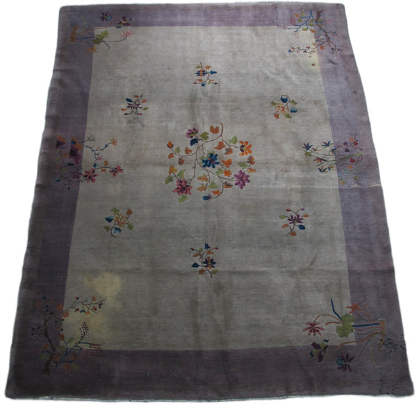 Antique Chinese Art Deco Rug: 11 ft 8 in" x 9 ft