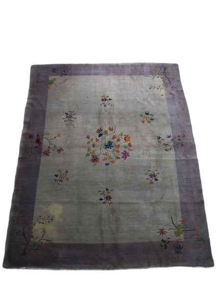 Antique Chinese Art Deco Rug: 11 ft 8 in" x 9 ft