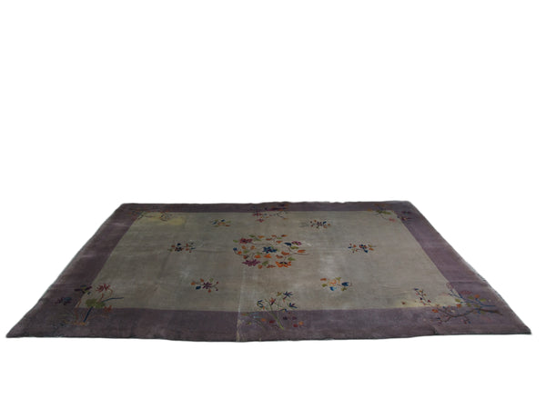 Antique Chinese Art Deco Rug: 11 ft 8 in" x 9 ft
