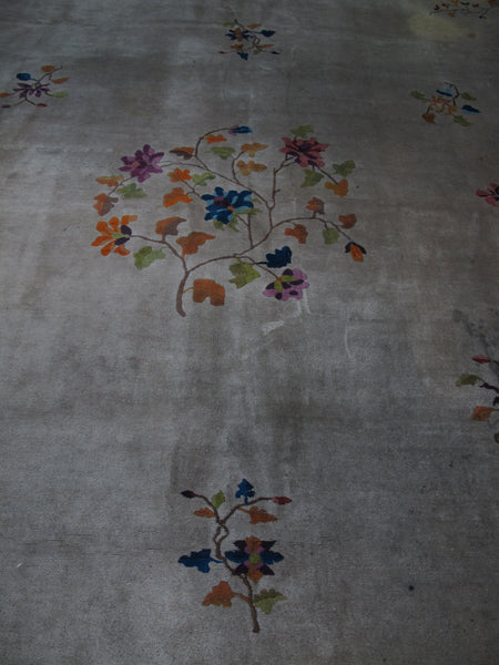 Antique Chinese Art Deco Rug: 11 ft 8 in" x 9 ft