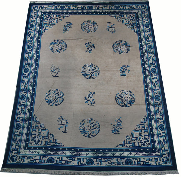 Hand Knotted Antique Chinese Peking Rug, 12 ft 3 in x 9 ft 3 in