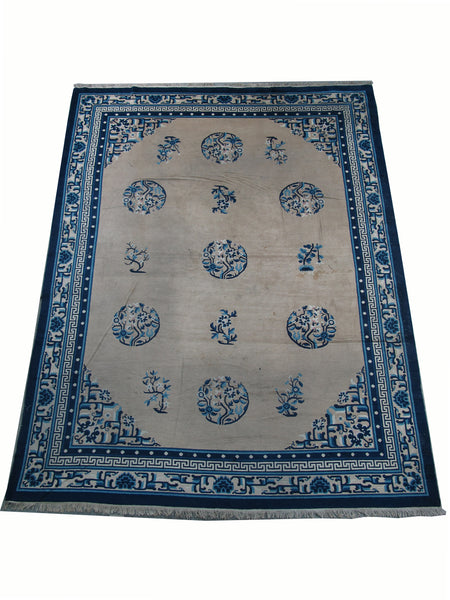 Hand Knotted Antique Chinese Peking Rug, 12 ft 3 in x 9 ft 3 in