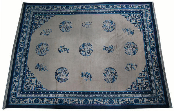 Hand Knotted Antique Chinese Peking Rug, 12 ft 3 in x 9 ft 3 in