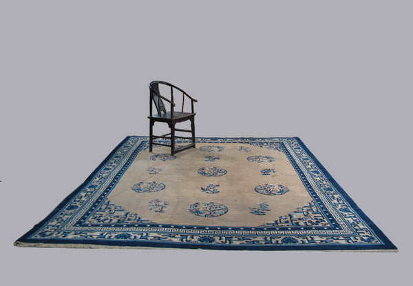 Hand Knotted Antique Chinese Peking Rug, 12 ft 3 in x 9 ft 3 in