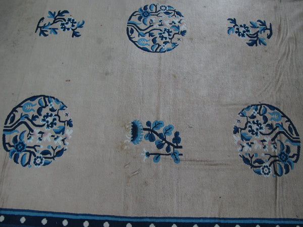 Hand Knotted Antique Chinese Peking Rug, 12 ft 3 in x 9 ft 3 in