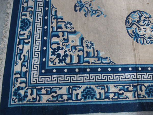 Hand Knotted Antique Chinese Peking Rug, 12 ft 3 in x 9 ft 3 in
