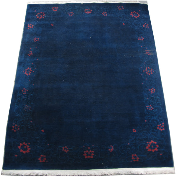 Hand Knotted Antique Asian Rug, 10 ft 8 in x 7 ft 8 in