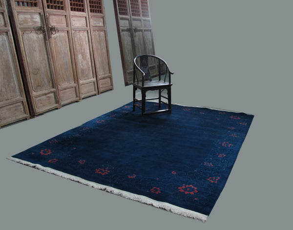 Hand Knotted Antique Asian Rug, 10 ft 8 in x 7 ft 8 in