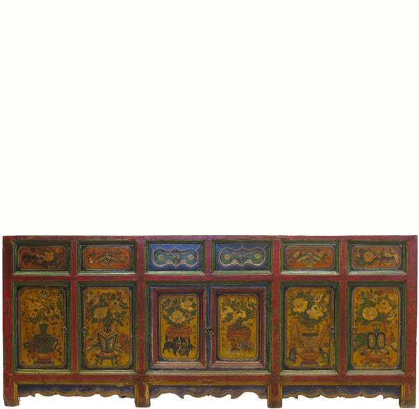 19th Century Hand Painted Antique Chinese Buffet Sideboard