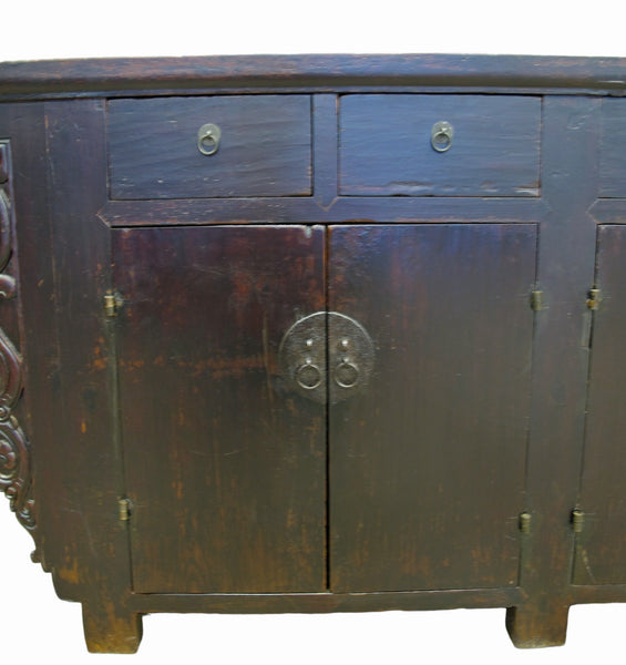 117" Inch Long Antique Chinese Dragon Sideboard