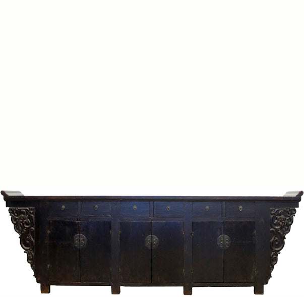 117" Inch Long Antique Chinese Dragon Sideboard