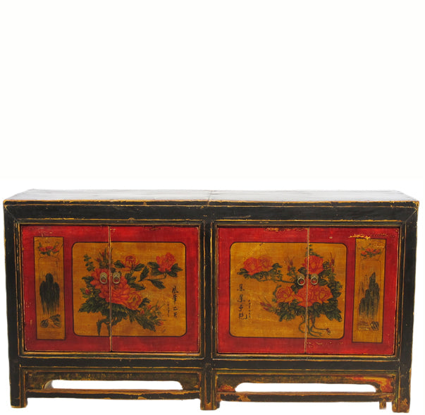 Hand Painted Asian Sideboard