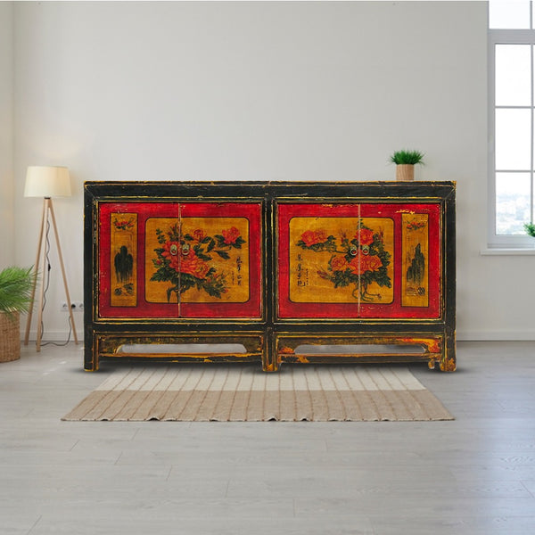 Z-Hand Painted Asian Sideboard