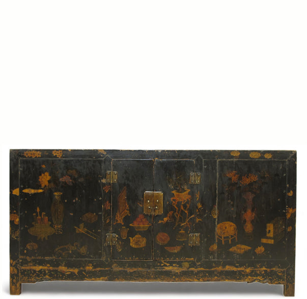 Antique Hand Painted Chinese Asian Sideboard