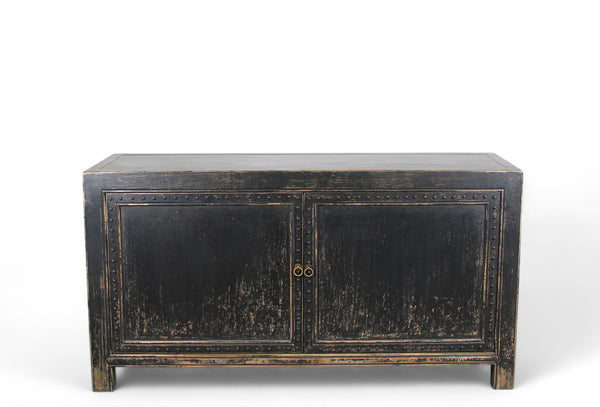 Distressed 2 Panels Door Black Sideboard