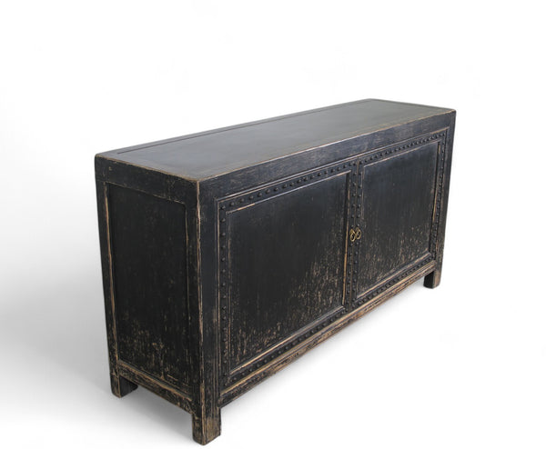 Distressed 2 Panels Door Black Sideboard