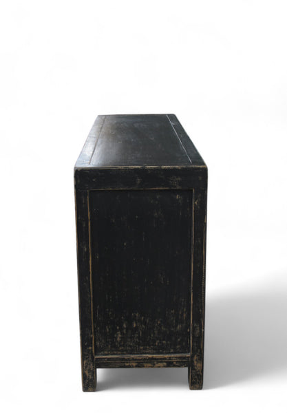 Distressed 2 Panels Door Black Sideboard